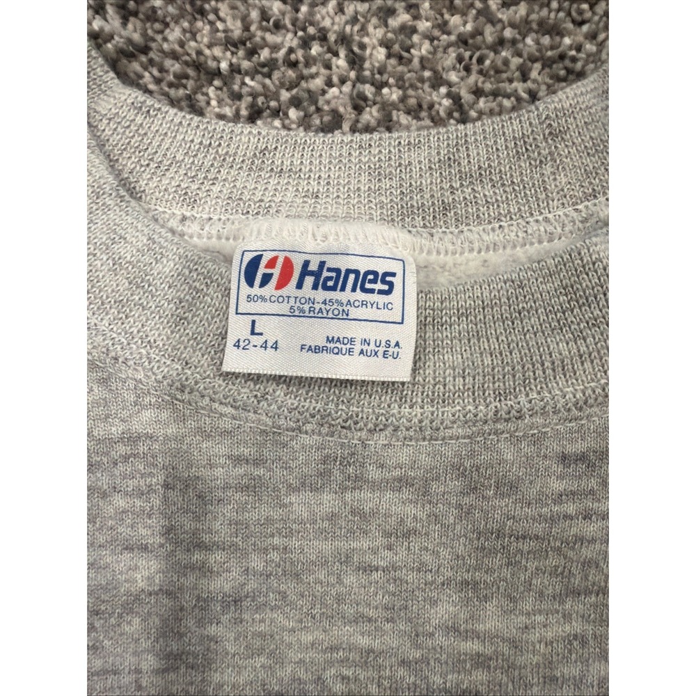 Vintage 80s Hanes Vietnam Sweatshirt Mens Medium Made in USA Gray - Picture 3 of 7